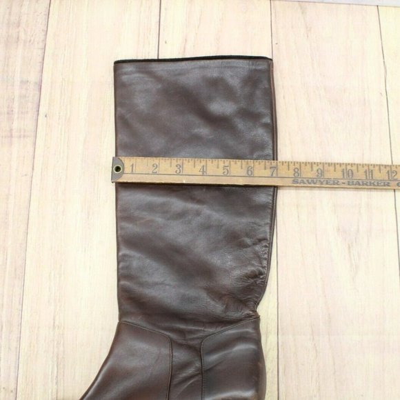 Roberto Del Carlo Brown Leather Pull On Knee High Heeled Boots Size 8.5 - Picture 7 of 10